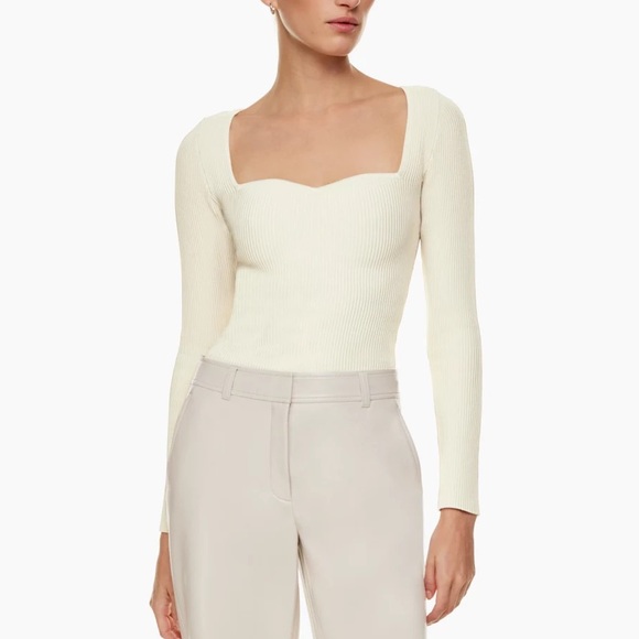 ❌sold Aritzia Babaton Sculpt Knit Longsleeve Size XS Epicurean brown - Picture 5 of 7